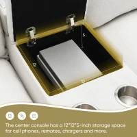 109" x 57" Modern Sectional Cloud Sofa with Console, USB Charging Port, Cup Holder, 4-Seat Chenille Couch for Living Room, Beige(m-6)