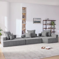 Oversized Modular Sectional Sofa with 3-Piece Free Combination, Convertible Sleeper Couch for Living Room, 151.5" L x 47.5" W x 24.5" H, Gray(m-1)