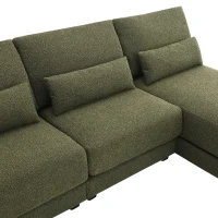 Oversized Deep Seat Sectional Sofa with Reversible Chaise, Loop Yarn Fabric, 5-Seat Couch for Living Room, 120″ L x 61″ W x 33″ H, Green(m-9)