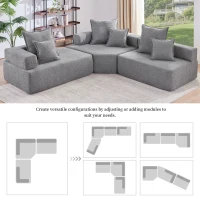 Oversized Modular L Shaped Sectional Sofa with 3-Piece Free Combination, Convertible Couch for Living Room, 103.5" L x 95.5" W x 24.5" H, Gray(m-8)