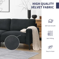 103.5" Modern L-Shaped 4-Seat Velvet Fabric Sectional Sofa Set with Convertible Ottoman, Freely Combinable for Living Room, Dark Grey(m-4)