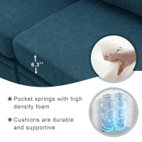 109" U-Shaped Chenille Modular Sectional Sofa with Adjustable Armrests and Backrests, 6-Seat Reversible Sofa, 109″ L x 55″ W x 33″ H, Blue(m-5)