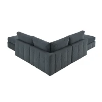 93" Modern Sectional Sofa with Convertible Ottomans and Vertical Stripes, 5-Seat L-Shape Armless Couch Set for Living Room, Dark Gray(m-13)