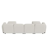 116" x 58" Velvet Modular Sectional 6-Seat Sleeper Sofa with Ottoman, U-Shaped Convertible Indoor Furniture for Living Room, Beige(m-13)