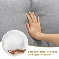 90" Modern L-Shape 5-Seat Sectional Sofa Set with Convertible Ottoman and 2 Pillows, Linen Fabric Couch, 90″ L x 60″ W x 32″ H, Grey(m-6)