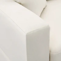 90" Modern L-Shape 5-Seat Sectional Sofa Set with Convertible Ottoman and 2 Pillows, Linen Fabric Couch, 90″ L x 60″ W x 32″ H, Beige(m-8)