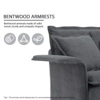 Oversized Luxury Sectional Sofa with Bentwood Armrests, Double Cushions, Ottoman, 4-Seat, L Shape Couch for Living Room, Dark Grey(m-5)