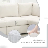 93" Modern Sectional Sofa with Convertible Ottomans and Vertical Stripes, 5-Seat L-Shape Armless Couch Set for Living Room, Beige(m-7)