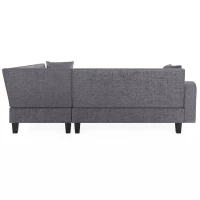 87" Modern Sectional Sofa with Coffee Table, Ottoman, Armrests, 6 Pillows, 6-Seat Couch for Living Room, 87″ L x 87″ W x 30″ H, Gray(m-13)