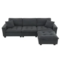 100" Modern L-Shaped Convertible Sectional Sofa with Free Pillows, 4-Seat Sofa for Living Room, 100″ L x 59″ W x 34″ H, Dark Gray(m-2)