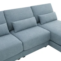 Oversized Deep Seat Sectional Sofa with Reversible Chaise, Loop Yarn Fabric, 5-Seat Couch for Living Room, 120″ L x 61″ W x 33″ H, Blue(m-9)