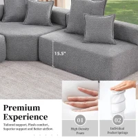 Oversized Modular L Shaped Sectional Sofa with 3-Piece Free Combination, Convertible Couch for Living Room, 103.5" L x 95.5" W x 24.5" H, Gray(m-6)