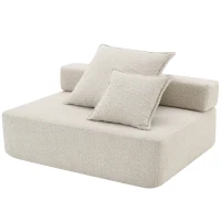 Loveseat Frame for Oversized Modular U Shaped Sectional Sofa, Spacious Foam-Filled Sofa Bed for Living Room, 48" L x 36" W x 24.5" H, Beige(m-10)