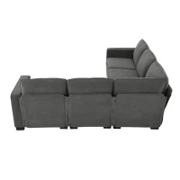 89" L-Shaped Upholstered Indoor Furniture with Double Cushions, 5-Seat Cloud Corner Couch for Living Room, 89″ L x 89″ W x 34″ H, Gray(m-13)