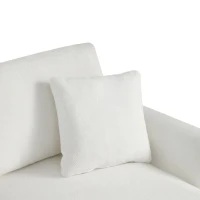 119" x 55" Modern Oversized Sectional Sofa with 2 Free Pillows and Chaise, L-Shaped 5-Seat Chenille Indoor Furniture for Living Room, White(m-9)