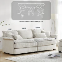 Oversized Luxury Sectional Sofa with Bentwood Armrests, Double Cushions, Ottoman, 4-Seat, L Shape Couch for Living Room, Beige(m-7)