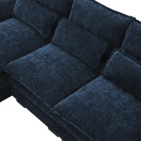 Modern U-Shaped 6-Seat Sectional Sofa with Chaise Lounge, Upholstered Sleeper Couch with Waist Pillows, 110″ L x 55″ W x 33″ H, Blue(m-10)