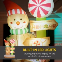 Outsunny 6' Christmas Inflatable Gingerbread Man and Signpost w/ LED Lights, Blow-Up Outdoor Display for Party(m-4)