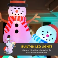 Outsunny 8.2' Inflatable Three Stacked Snowmen w/ LED Lights, Blow-Up Outdoor Christmas Display for Party(m-4)