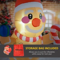 Outsunny 3.4' Inflatable Hanging Gingerbread Man Holding Gift Box & Candy Cane w/ LED Lights, Blow-Up Outdoor Display for Party(m-8)