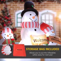 Outsunny 6.1' Inflatable Three Snowmen with Sign Each, Blow-Up Outdoor Christmas Display w/ LED Lights for Party(m-8)