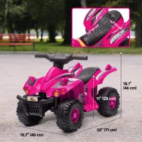 Qaba 6V Kids ATV Quad w/ Music, Forward, for 2-6 Years, Pink(m-3)
