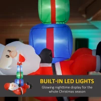 Outsunny 4.6' Inflatable Santa Hanging Under Three Gift Boxes w/ LED Lights, Blow-Up Outdoor Hanging Display for Party(m-4)