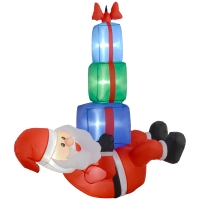 Outsunny 4.6' Inflatable Santa Hanging Under Three Gift Boxes w/ LED Lights, Blow-Up Outdoor Hanging Display for Party