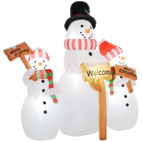Outsunny 6.1' Inflatable Three Snowmen with Sign Each, Blow-Up Outdoor Christmas Display w/ LED Lights for Party