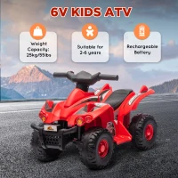Qaba 6V Kids ATV Quad w/ Music, Forward, for 2-6 Years, Red(m-7)