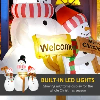 Outsunny 6.1' Inflatable Three Snowmen with Sign Each, Blow-Up Outdoor Christmas Display w/ LED Lights for Party(m-4)