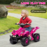 Qaba 6V Kids ATV Quad w/ Music, Forward, for 2-6 Years, Pink(m-5)