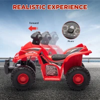 Qaba 6V Kids ATV, 4 Wheeler Quad Car w/ Music for 2-6 Years, Red(m-4)