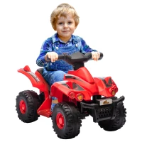 Qaba 6V Kids ATV, 4 Wheeler Quad Car w/ Music for 2-6 Years, Red(m-1)