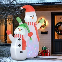 Outsunny 8FT Giant Inflatable Snowman, Christmas Blow Up Snowman with Rotating Colorful LED Light for Indoor, Outdoor, Yard(m-8)