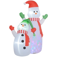 Outsunny 8FT Giant Inflatable Snowman, Christmas Blow Up Snowman with Rotating Colorful LED Light for Indoor, Outdoor, Yard