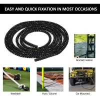 HOMCOM Battle Rope Fitness Undulation Rope Exercise - Cross Strength Training Workout 1.5 Inch Width Poly Dacron Gym Muscle Toning Metabolic Workout (40ft)(m-6)