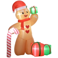 Outsunny 8FT Giant Inflatable Gingerbread Man, Christmas Blow Up Decorations with LED Lights for Indoor, Outdoor, Yard