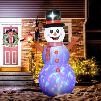 Outsunny 7.9' Inflatable Branch Hand Snowman w/ Rotating Colorful LED Light, Blow-Up Outdoor Display for Party(m-10)