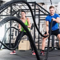 HOMCOM Battle Rope Fitness Undulation Rope Exercise - Cross Strength Training Workout 1.5 Inch Width Poly Dacron Gym Muscle Toning Metabolic Workout (40ft)(m-8)