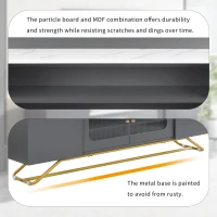 Vinsetto Sleek Design TV Stand with Fluted Glass, Faux Marble Top, Gold Frame Base, Fits TVs Up to 70", 63.5" L x 12.5" W x 19" H, Grey(m-7)