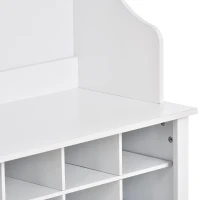 60" Modern Wide Hall Tree with Metal Hooks, Entryway Bench, 24 Shoe Cubbies and Ample Storage, Coat Rack for Hallway, White(m-11)
