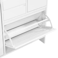 Vinsetto Multi-Functional Shoe Cabinet with Wall Cabinet, Space-Saving Design, 2 Flip Drawers, Versatile Side Cabinet for Hallway, White(m-9)