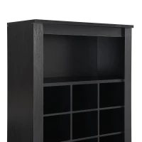 Contemporary Shoe Cabinet with Multiple Storage Capacity, Free Standing Tall Cabinet for Hallway or Bedroom, 24.5" L x 13" W x 74" H, Black(m-11)