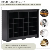 Modern 24-Cubby Shoe Cabinet, Sleek Design with Curved Base, Versatile Sideboard for Hallway, Bedroom, Living Room, Black(m-7)