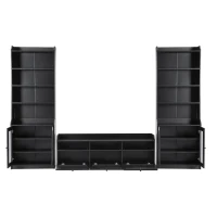 Vinsetto Modern Multifunctional TV Stand Set for TVs Up to 65" with Acrylic Board Door, Tall Cabinets, Chic Elegant Entertainment Wall Unit, Black(m-13)
