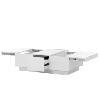 Coffee Table with Hidden Storage, Extendable Cocktail Table with Drawers, Sliding Top for Living Room, 39.5" L x 22" W x 12.5" H, White(m-12)