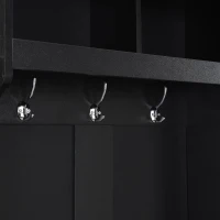 Vinsetto Minimalist Slim Hall Tree with Cabinet & 6 Hanging Hooks, Multi-functional Storage, Elegant Foyer Cabinet for Hallway, Living Room, Black(m-9)