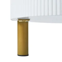 Stackable Coffee Table Set with 2 Drawers, Nesting Tables with Tempered Glass and High Gloss Marble Tabletop, Table for Living Room, Golden White(m-9)