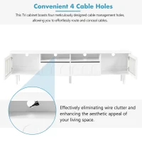 Vinsetto TV Stand with LED Light Strip for TVs Up to 80", Entertainment Center with Glass Doors, Cable Management, 71" L x 12" W x 19" H, White(m-8)